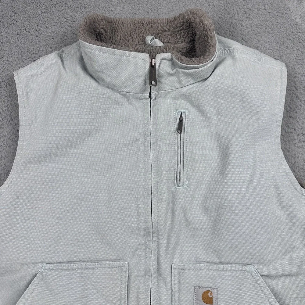 Carhartt Mock Neck Vest Sherpa Lined WV001 Full Zip Gray Womens XL 16/18 - Picture 4 of 11